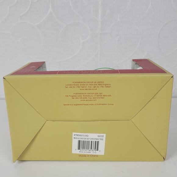 Spode Christmas Tree Mug & Coaster 2-pc Set White Ceramic Gift Box NIB - Picture 10 of 12